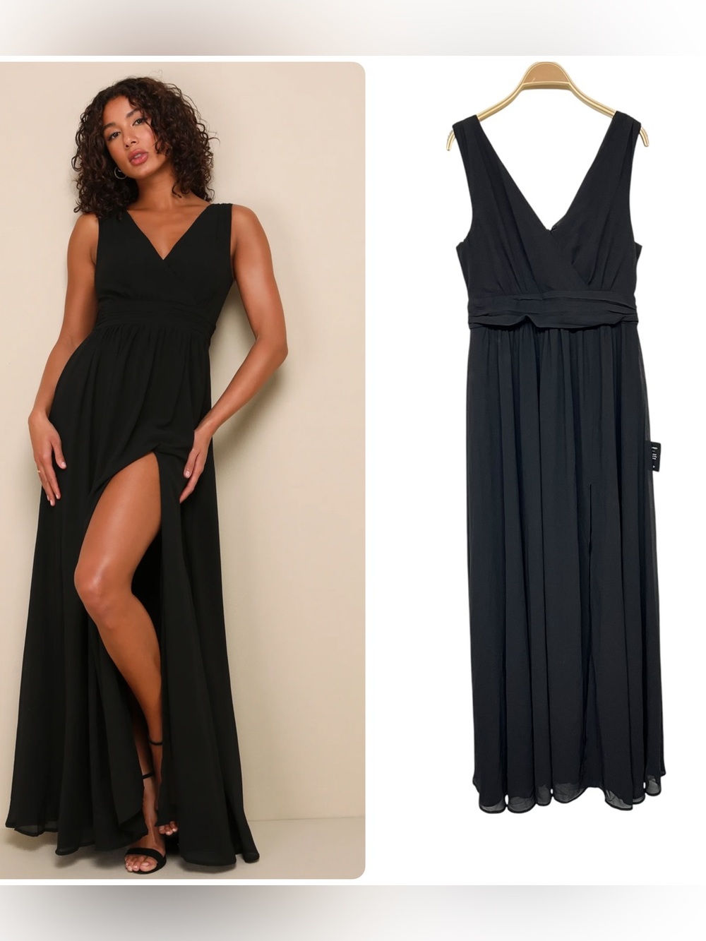 New‎ Lulus Thoughts of Hue Black Surplice Maxi Dress Wedding Guest